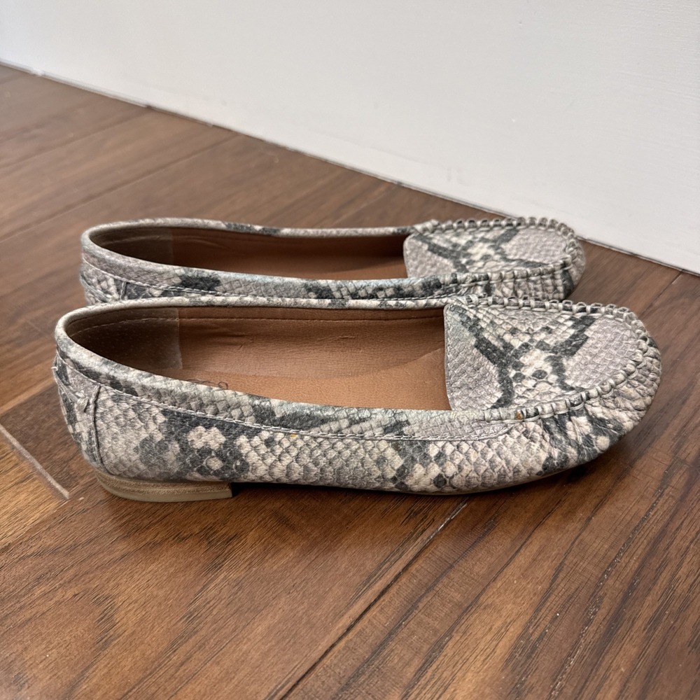 Lucky Brand Leather Snakeskin Print Loafer Flats Womens Slip On Career Twee 7